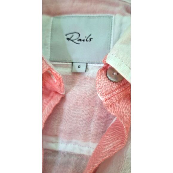 Rails Jaylin Ladies Button Up Long Tail Pink and White Striped Shirt Size S - Picture 11 of 11